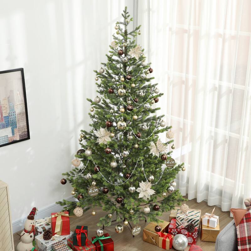 Green PE Steel 7.5ft LED Cedar Christmas Tree with 310 Lights - Dia. 48" x 90" H