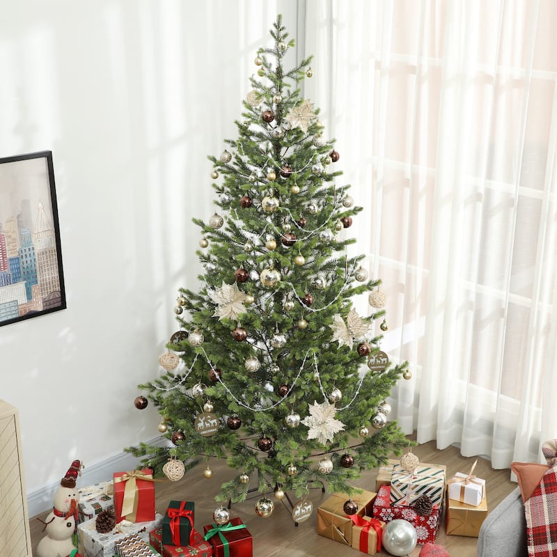 HOMCOM 7ft Artificial Prelit Christmas Tree, Sparse Realistic Cedar Tree with Dual Color LED Lights and 2931 Tips and Remote