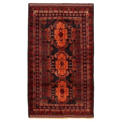 Teimani Black, Red Rug 3'11" x 6'11" - 3'11 x 6'11