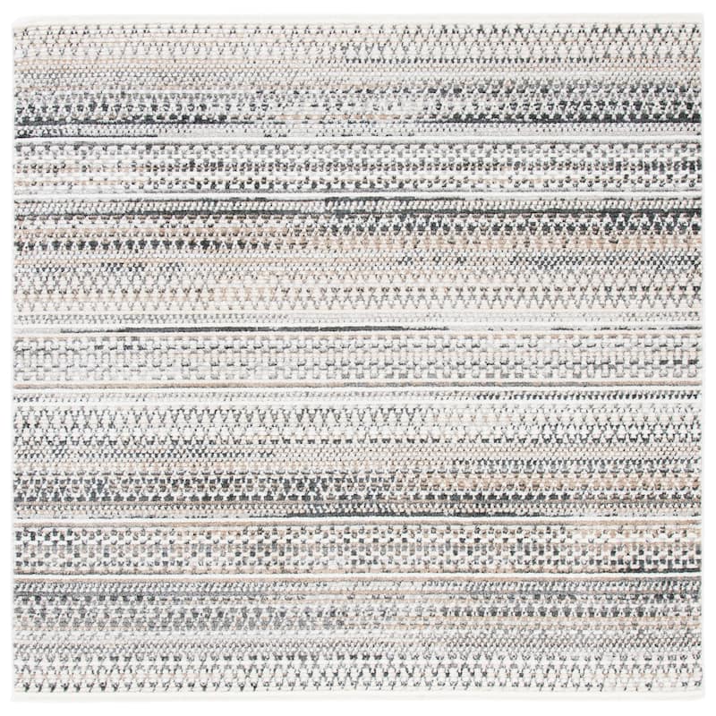 SAFAVIEH Sedona Estie Modern Boho Fringe Rug - 4' Square - Ivory/Grey