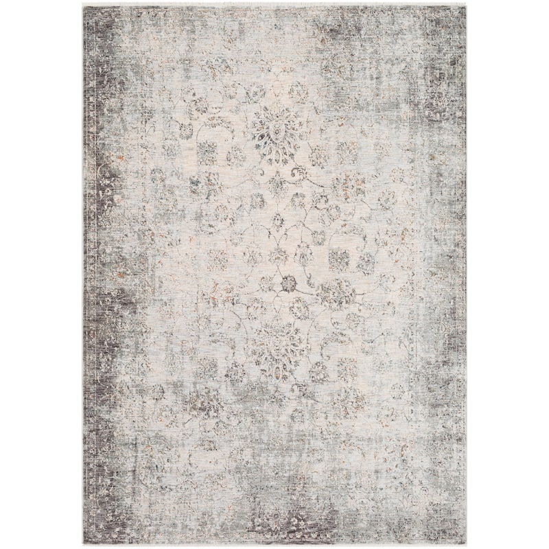 Harlan Distressed Traditional Grey Area Rug - 8'10" x 13'1"