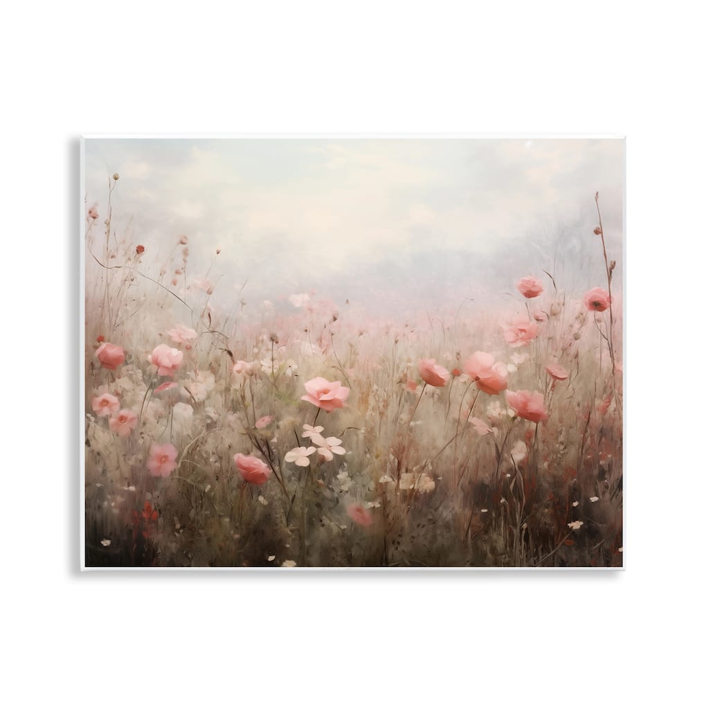 Stupell Pastel Pink Meadow Flowers Wall Plaque Art Design By Arlington Prints