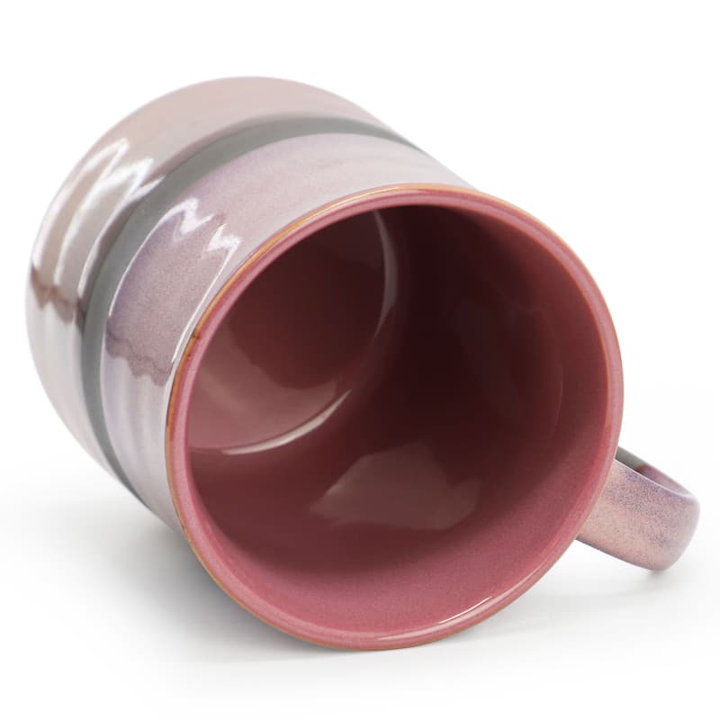Gibson Home Copper Tonal 4 Piece 18 Ounce Stoneware Cup Set in Rose
