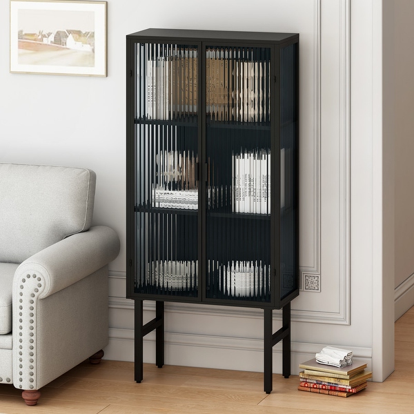 Entryway cabinet with glass doors sales
