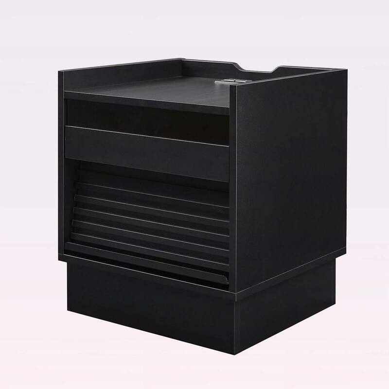 Modern Nightstand with Charging Station and LED Lights