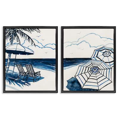 Stupell Tropical Ocean Views Framed Floater Canvas Wall Art Design By Carol Robinson (Set of 2)