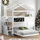preview thumbnail 21 of 36, Twin over Full House Bunk Bed with Staircase and Blackboard