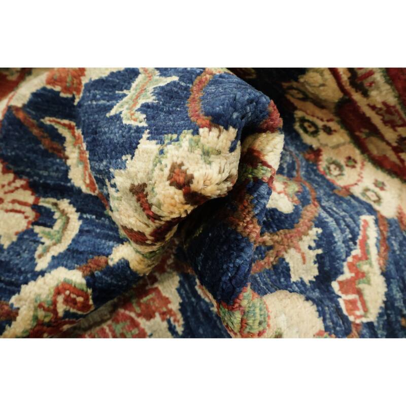 Hand Knotted Oriental 100% Wool Carpet Traditional All-Over Navy Blue & Blues Ziegler Area Rug - 5' 10'' X 4' 1''
