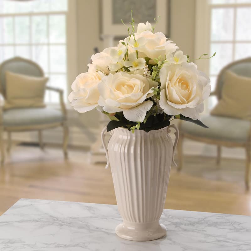 National Tree Company 19 in. Cream Rose Bundle