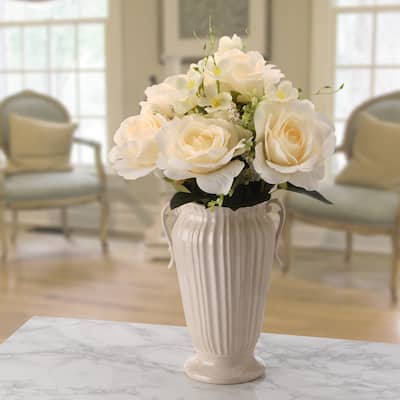 National Tree Company 19 in. Cream Rose Bundle