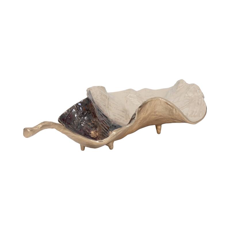 Sagebrook Home Metal Modern Glam Two Tone Novelty Leaf Table Decor