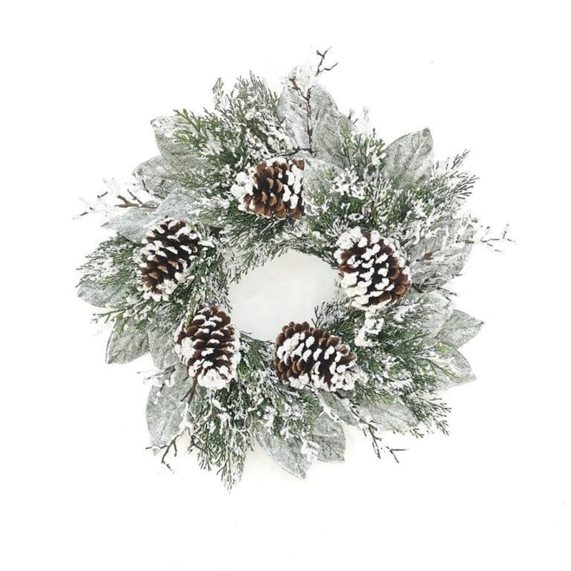 Cedar and Magnolia Leaf Wreath 22"D - Green