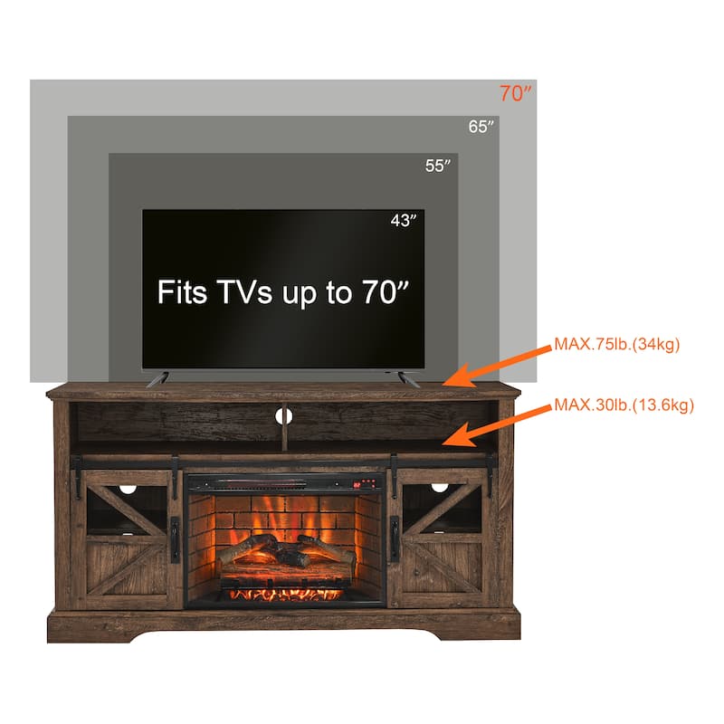 60 in. Electric Fireplace TV Stand Entertainment Center w/Door Sensor