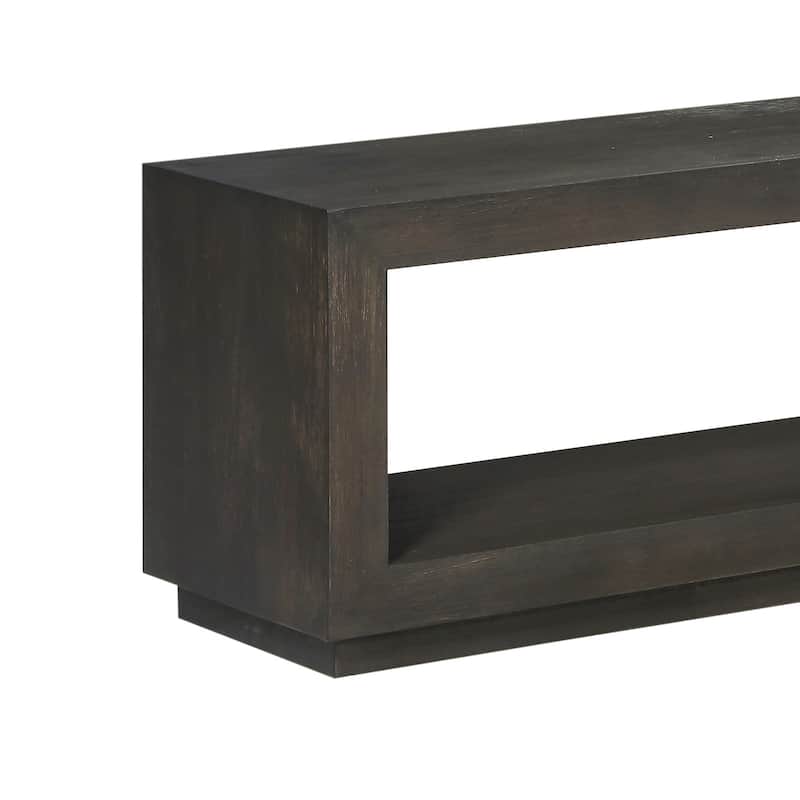 Wooden Rectangular Bench with Open Bottom Shelf, Gray