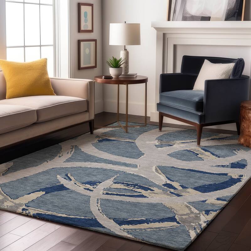 Premium Washable Super Soft Modern Zeus Mayfield Rug - Denim - 3' x 5'