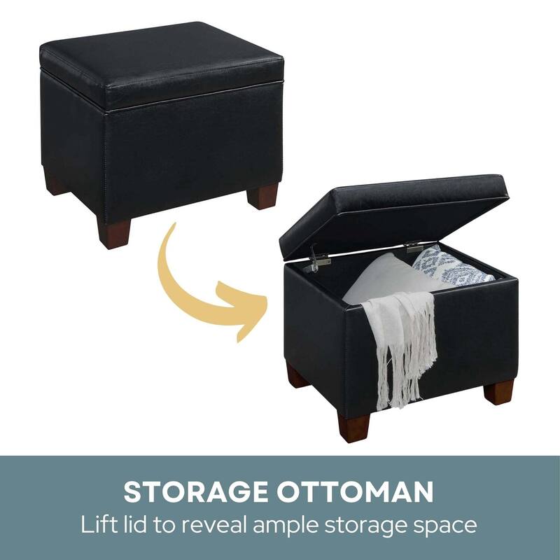 Upholstered Storage Ottoman with Spacious Interior for Living Room, Bedroom or Office Seating and Extra Storage