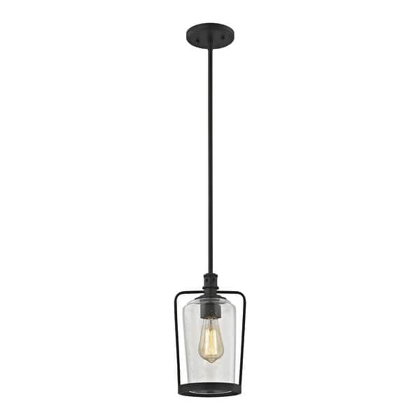 slide 1 of 1, Hamel 1-Light Mini Pendant in Oil Rubbed Bronze with Clear Seedy Glass - Includes Adapter Kit
