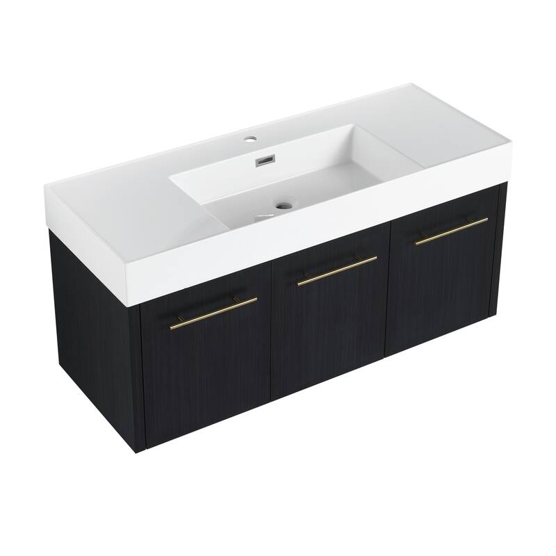 Wall-Mounted Bathroom Vanity with Thick-Edged Resin Basin Sink