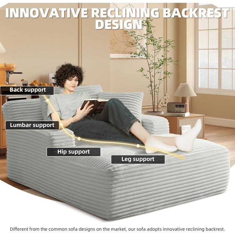 Rossetta Corduroy Upholstered Modern Oversized Chaise Lounge Chair