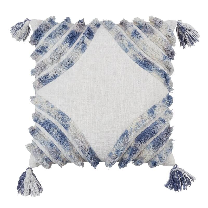Throw Pillow With Dual-Tone Tufted Diamond Design - Cover Only - Ivory