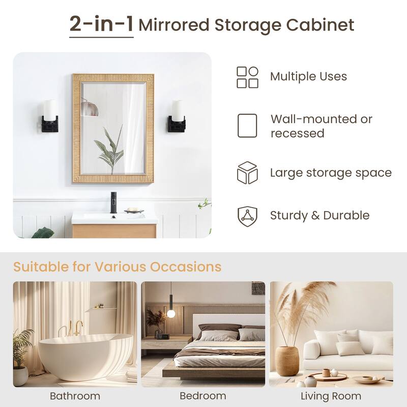 Bangalore Rectangular Wood Framed Medicine Cabinet with Mirror