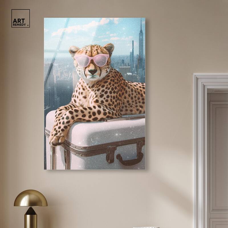 Cheetah Luggage NYC Acrylic by Art Remedy, Ready to Hang