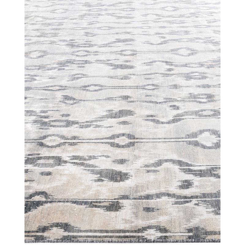 Ikat One-of-a-Kind Handmade Area Rug - Gray, 8' 10" x 11' 10" - 8' 10" x 11' 10"