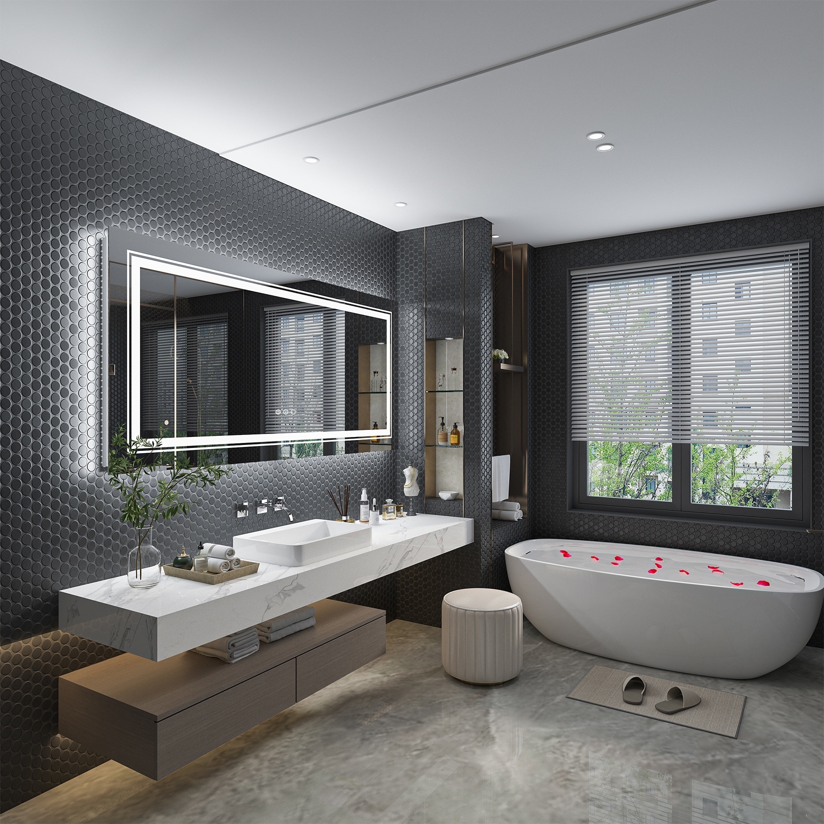 Extra Large LED Lighted Bathroom Mirror Wall Anti Fog Vanity 3