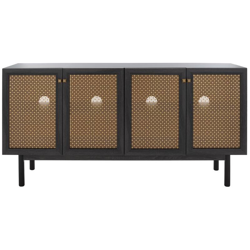 SAFAVIEH Home Piran 63-inch 4 Door 2 Shelf Media Stand. - 63"Wx16"Dx32"H - Distressed Black