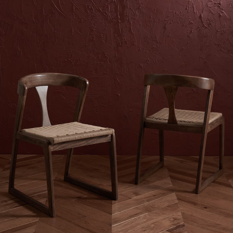 SAFAVIEH Couture Vjera Woven Dining Chair (Set of 2) - 23 In W x 21 In D x 33 In H - 19"Wx21"Dx33"H