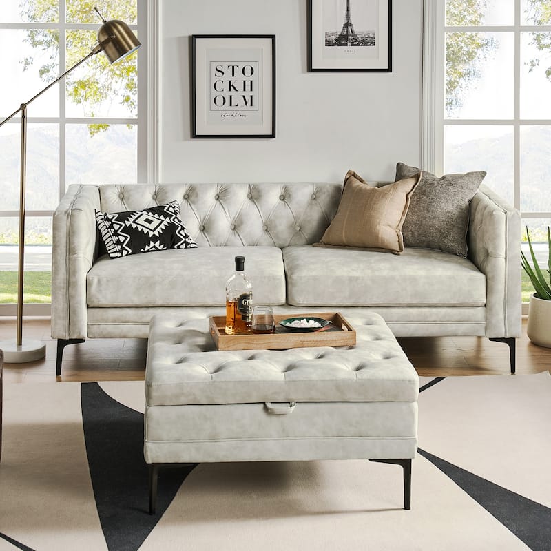 Ipiutak Modern 2 - Piece Upholstered Button-tufted Sectional with Storage Ottoman