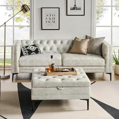 Ipiutak Modern 2 - Piece Upholstered Button-tufted Sectional with Storage Ottoman