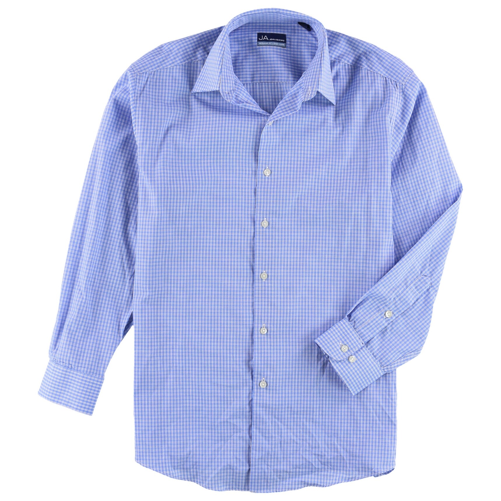 Shop John Ashford Mens Easy Care Check Button Up Dress Shirt Blue