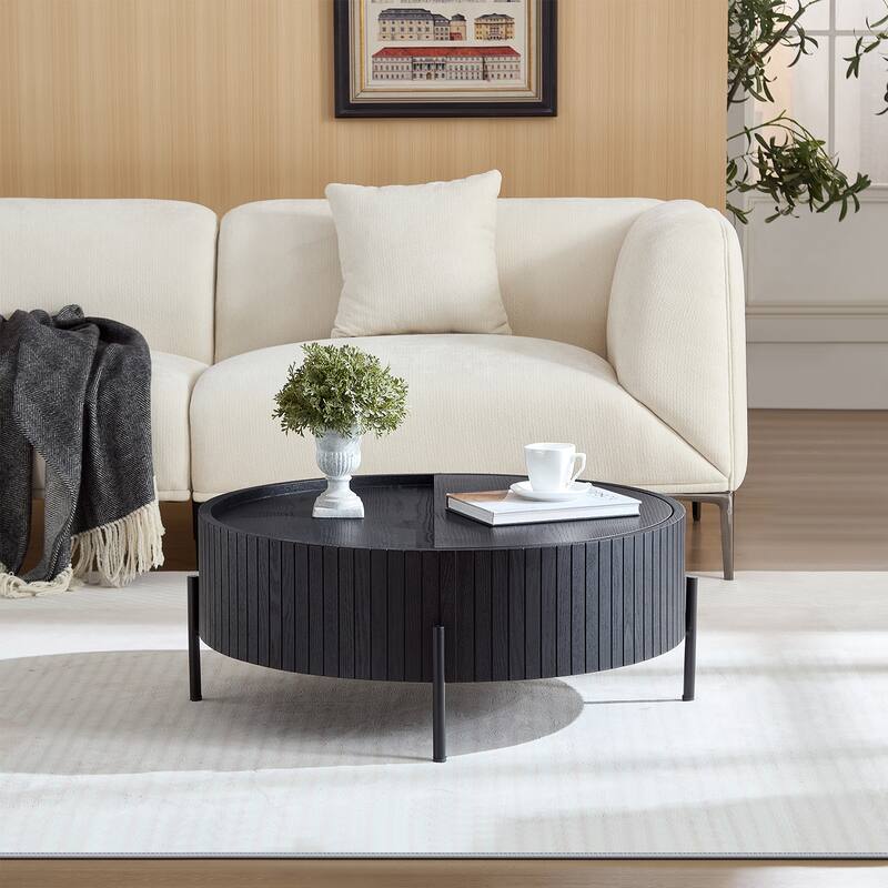 Modern Round Coffee Table with Storage