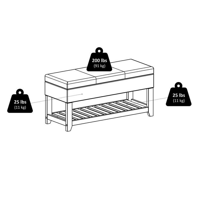 Monza Storage Chest Bench, Espresso and Walnut - 42.52"W x 15.75"D x 20.47"