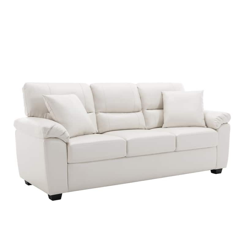 Morden Fort Upholstered Living Room Set, 2 Pieces, Faux Leather Loveseat and Sofa