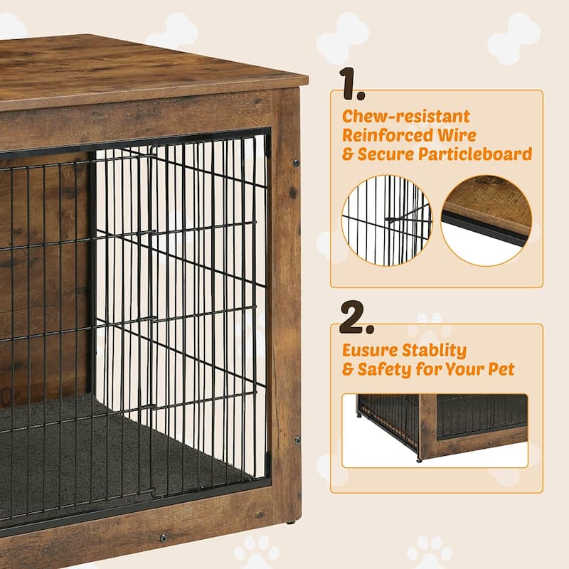 Wooden Dog Kennel Furniture, Heavy Duty End Table Pet Crate