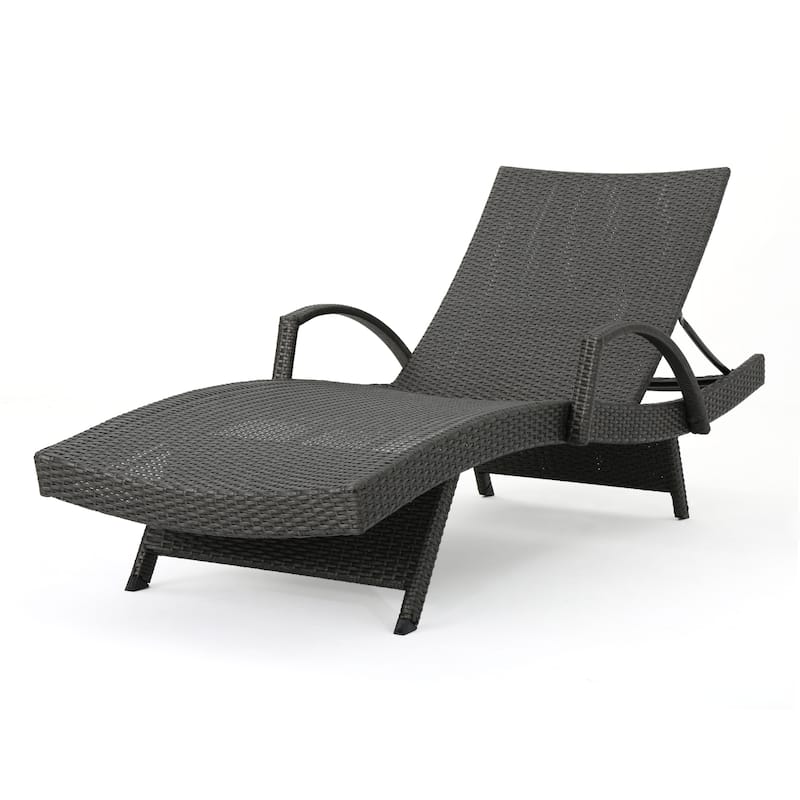 Salem Outdoor Wicker Adjustable Chaise Lounges w/ Arms (Set of 4) by Christopher Knight Home