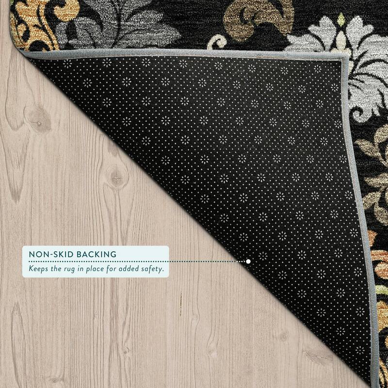 Machine Washable Indoor/ Outdoor Damask Patna Chantille Rug