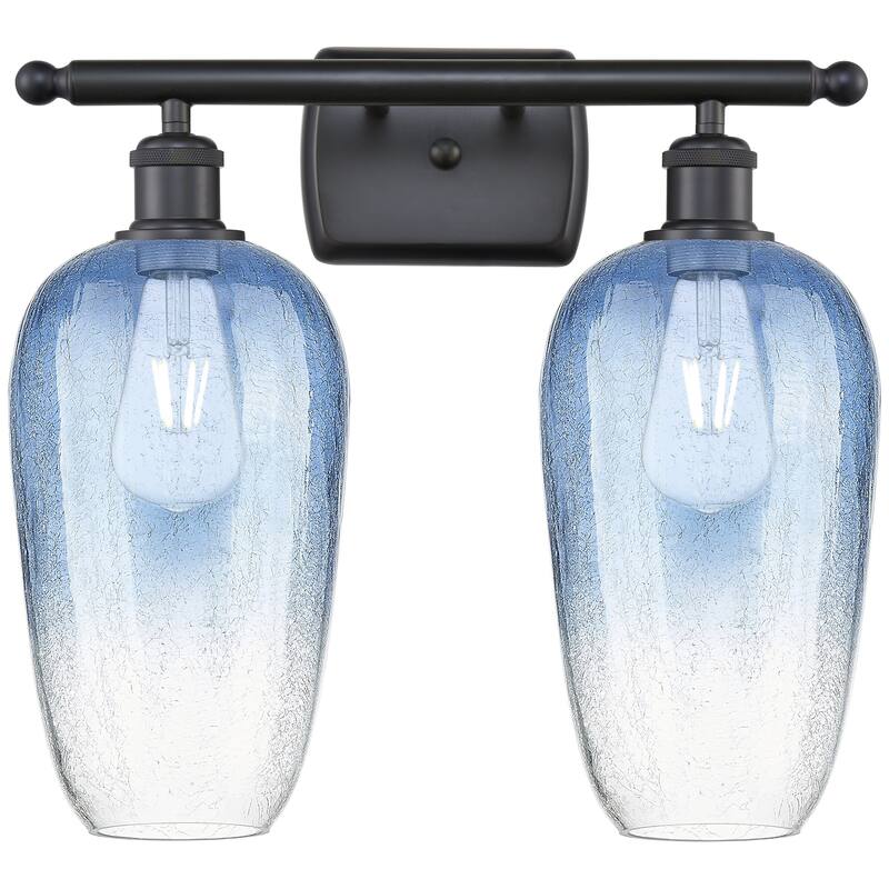 Innovations Lighting 516-2W-16-17 Brookhaven Flute Vanity Brookhaven - Matte Black / Sapphire Blue