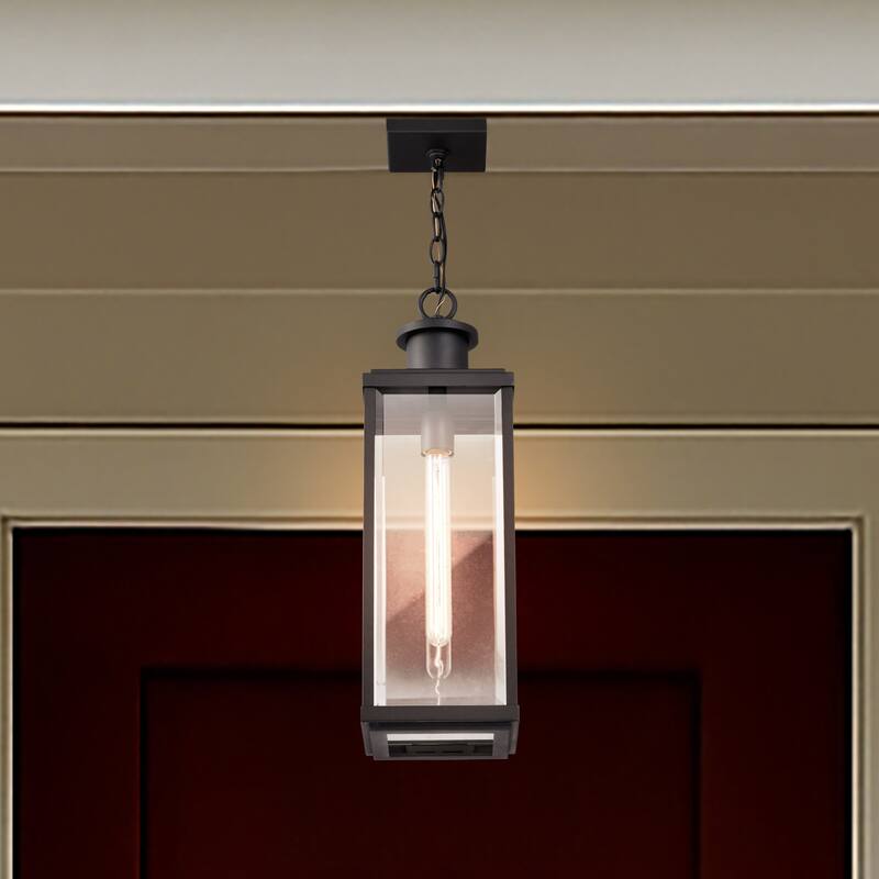 Luca Hanging Pendant Sand Black Finish Clear Beveled Glass