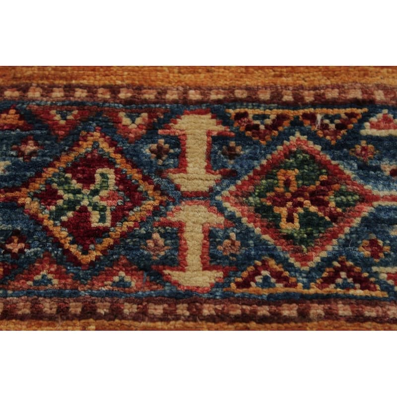 Tribal Khurgeen Norma Drk. Red/Drk. Blue Hand-knotted Wool Rug - 3'11 x 4'0 - 3'11'' x 4'0''