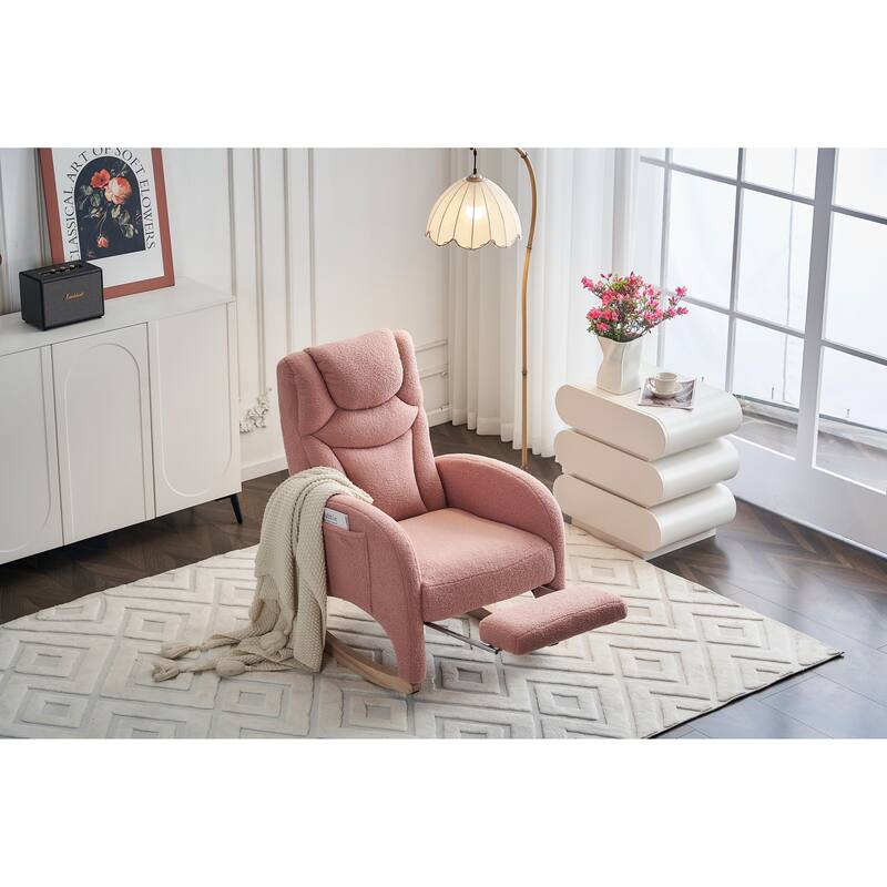 Fabric Upholstered Nursery Rocking Chair with Adjustable Footrest