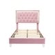preview thumbnail 6 of 19, Velvet Upholstered Platform Bed with Soft Tufted Headboard, Kids Bedroom Twin Platform Bed with LED Light for Night's Sleep