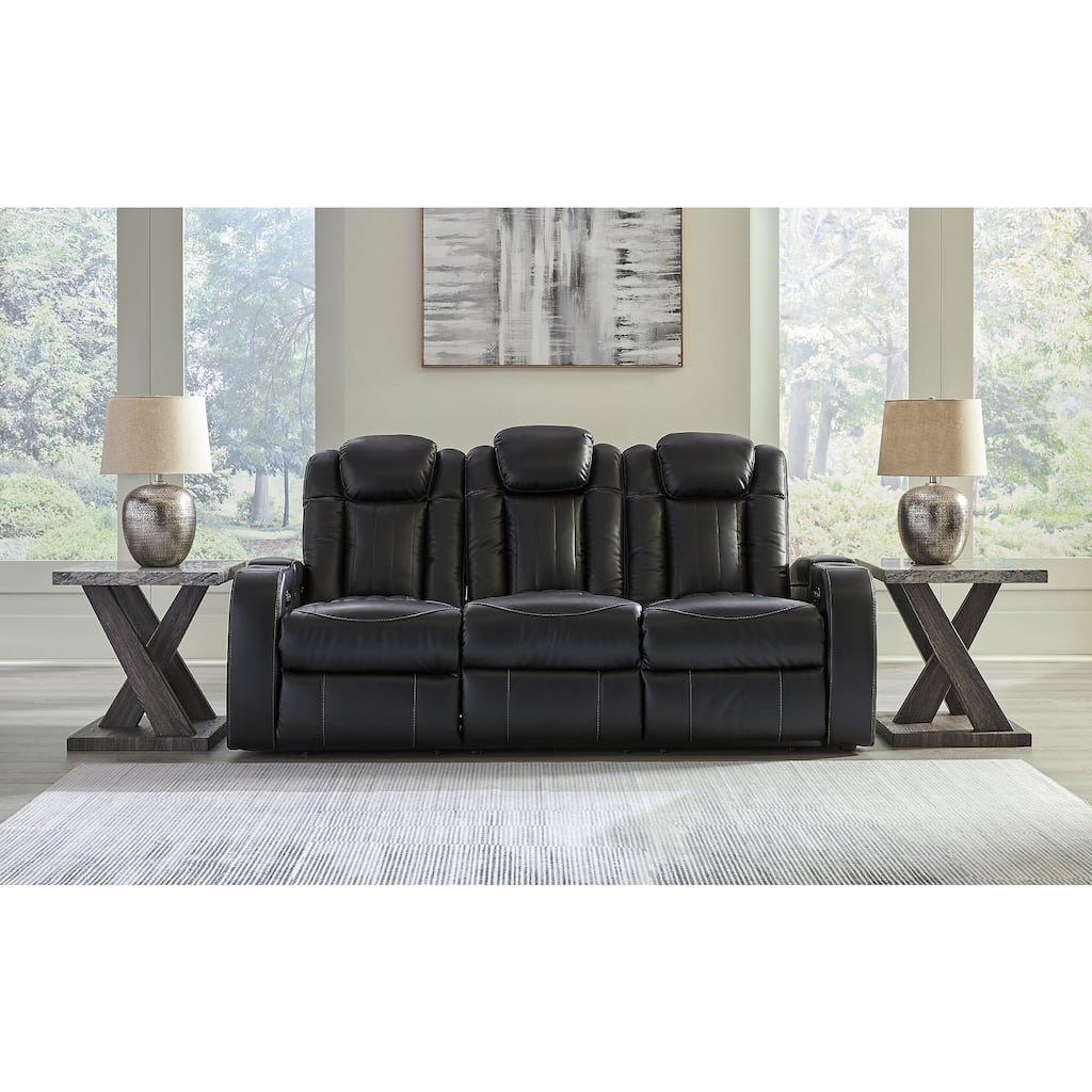 Signature Design by Ashley Caveman Den Midnight Power Reclining Sofa - 86" W x 42" D x 42" H
