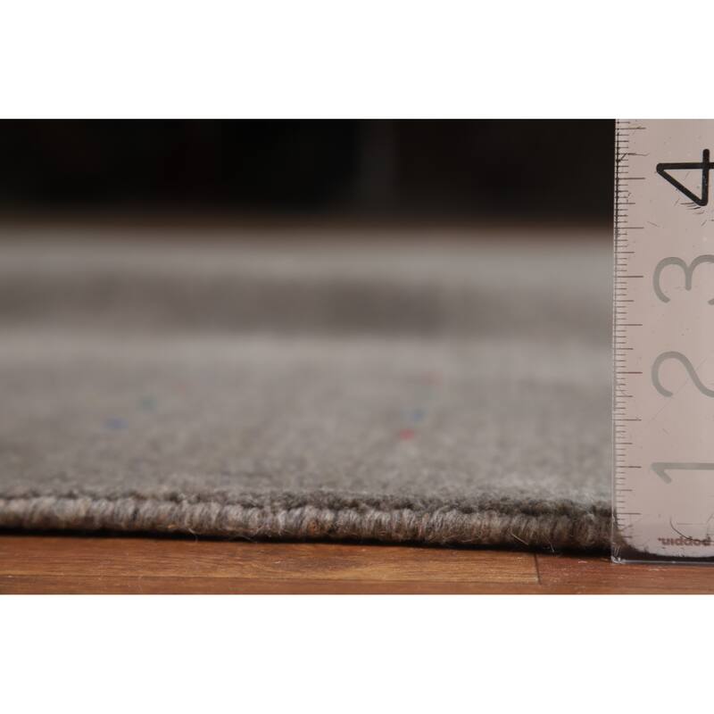 Hand Knotted Oriental 100% Wool Carpet Tribal Solid Greys & Charcoal Gabbeh Area Rug - 12' 5'' X 9' 3''
