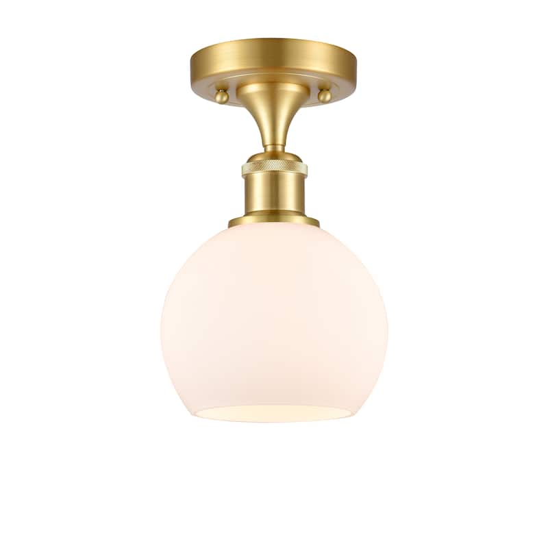 Innovations Lighting Athens - 1 Light 6" Semi-Flush Mount - Satin Gold/Matte White