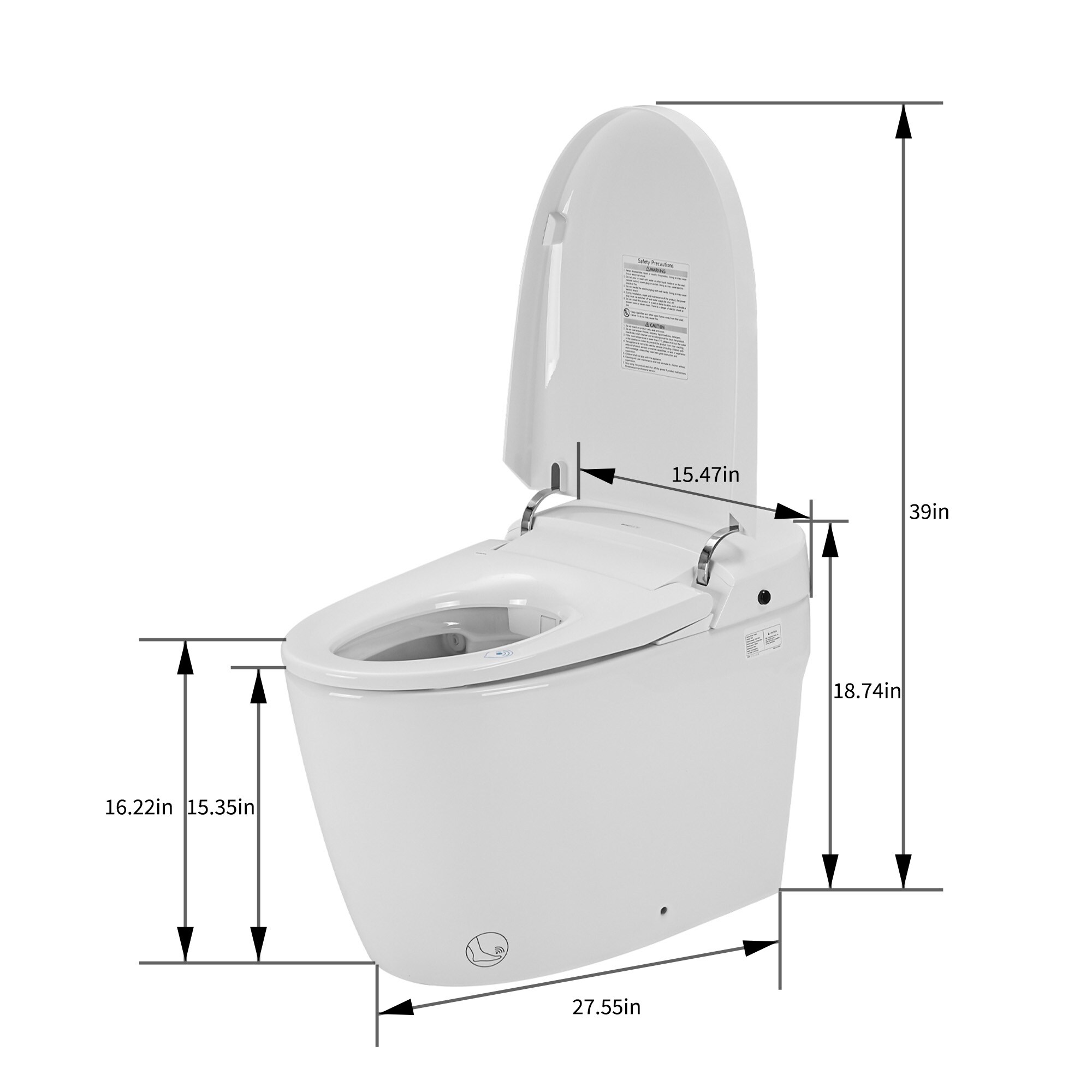 thumbnail image 2 of Smart Toilet Bidet Blackout Flush Auto Flush Foot Sensor Tankless Elongated 2 of 12