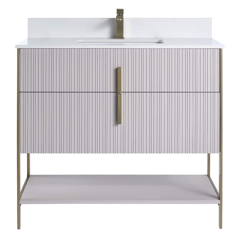 Fine Fixtures Serenity Modern Bathroom Vanity with White Stone Top