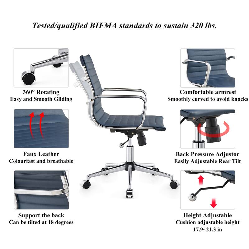 LUXMOD Ribbed Home Office Computer Chair Desk Chair